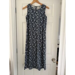 Studio‎ Ease Vintage Linen Blend Sleeveless Floral Maxi Dress Cottage Coastal